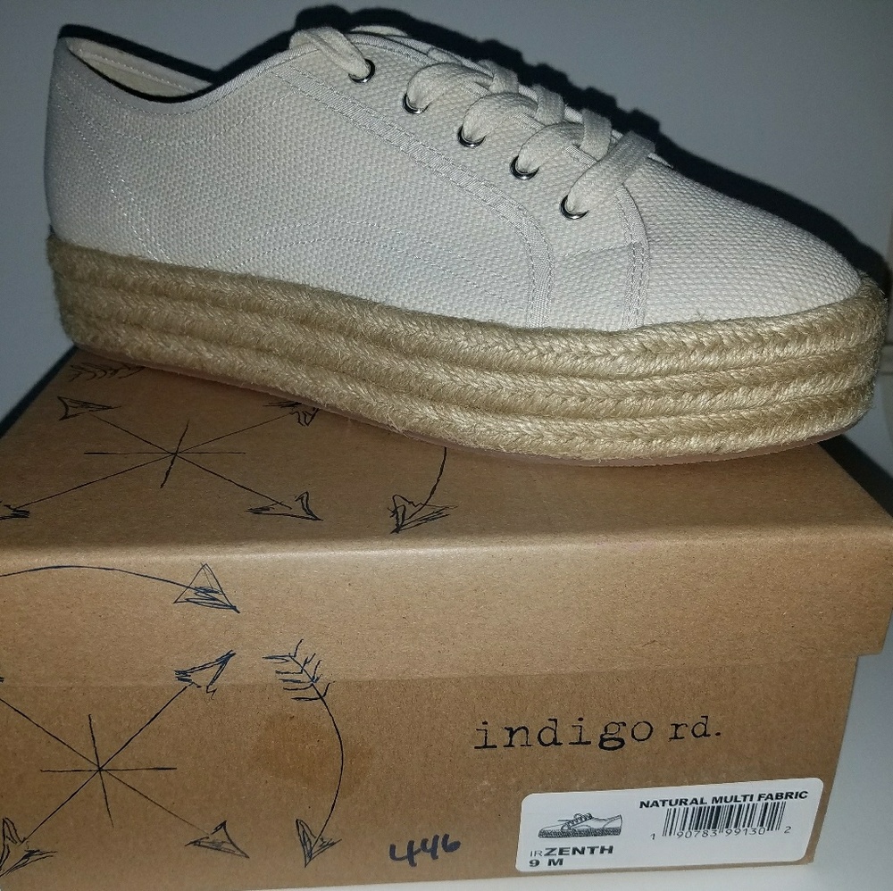 Indigo Canvas espadrilles platform sneakers BN